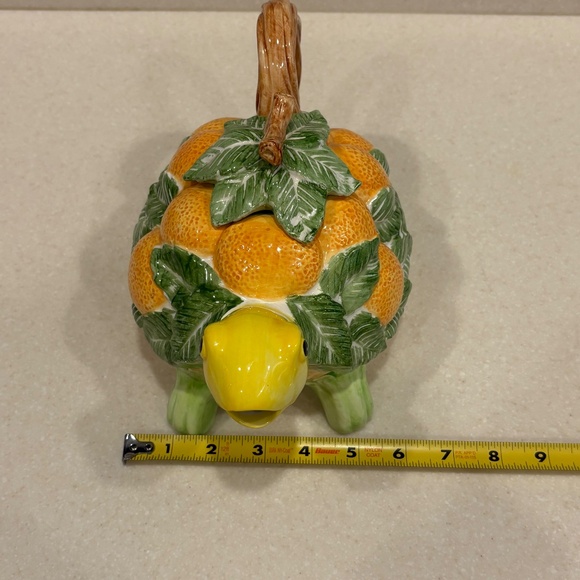 VTG 1986 Fitz & Floyd Ceramic Turtle Teapot Hand-Painted Citrus Leaf Design EUC - Picture 15 of 16